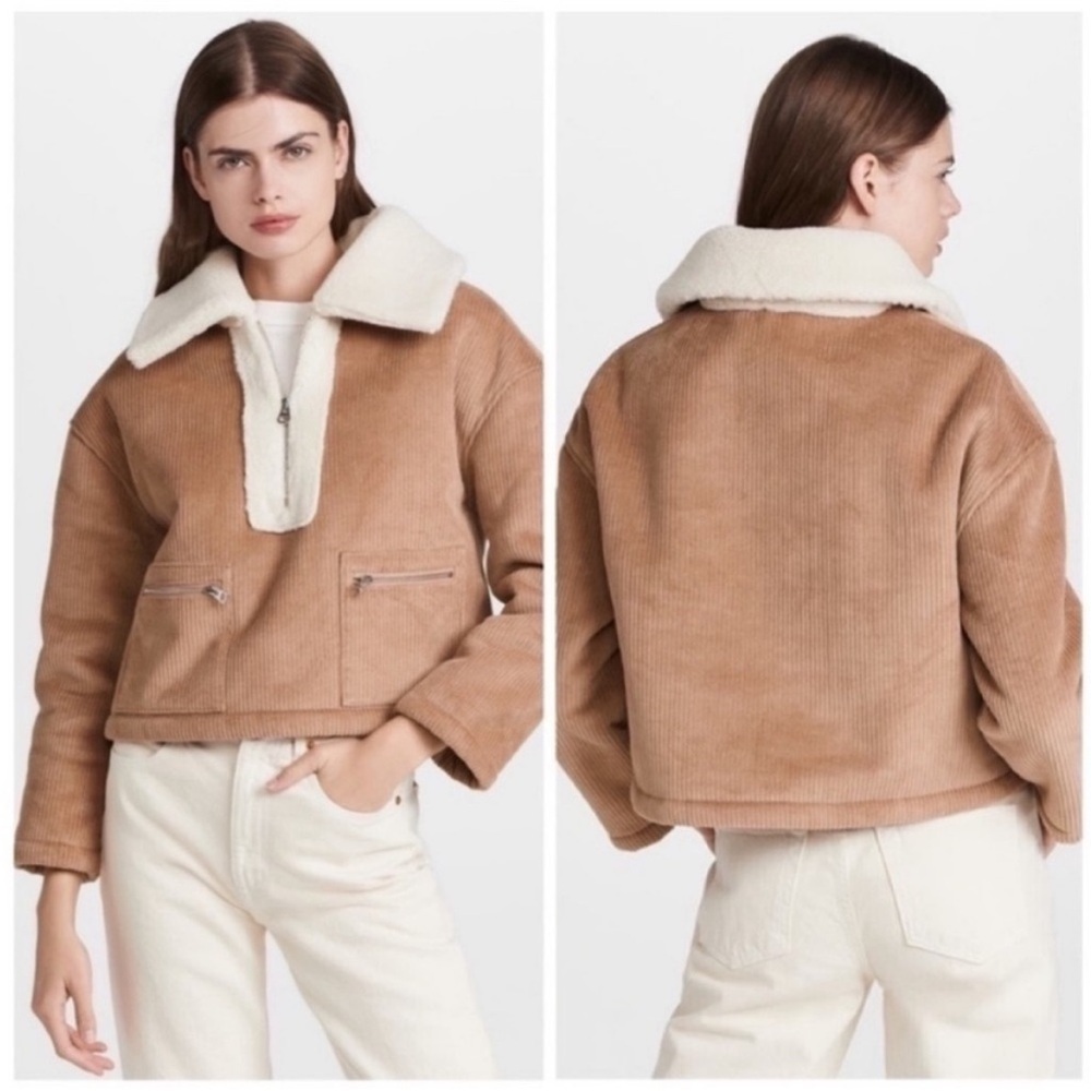 Naadam Vegan Shearling Quarter Zip Jacket NWT